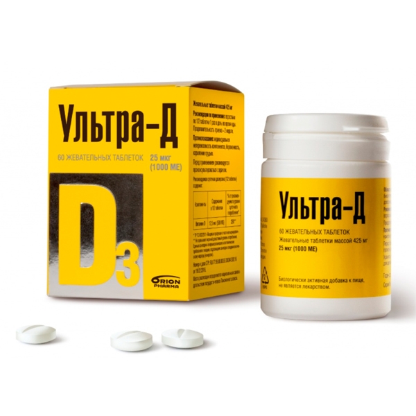 Ultra-D vitamin D3 25mkg (1000 IU) No. 60 chewable tablets 