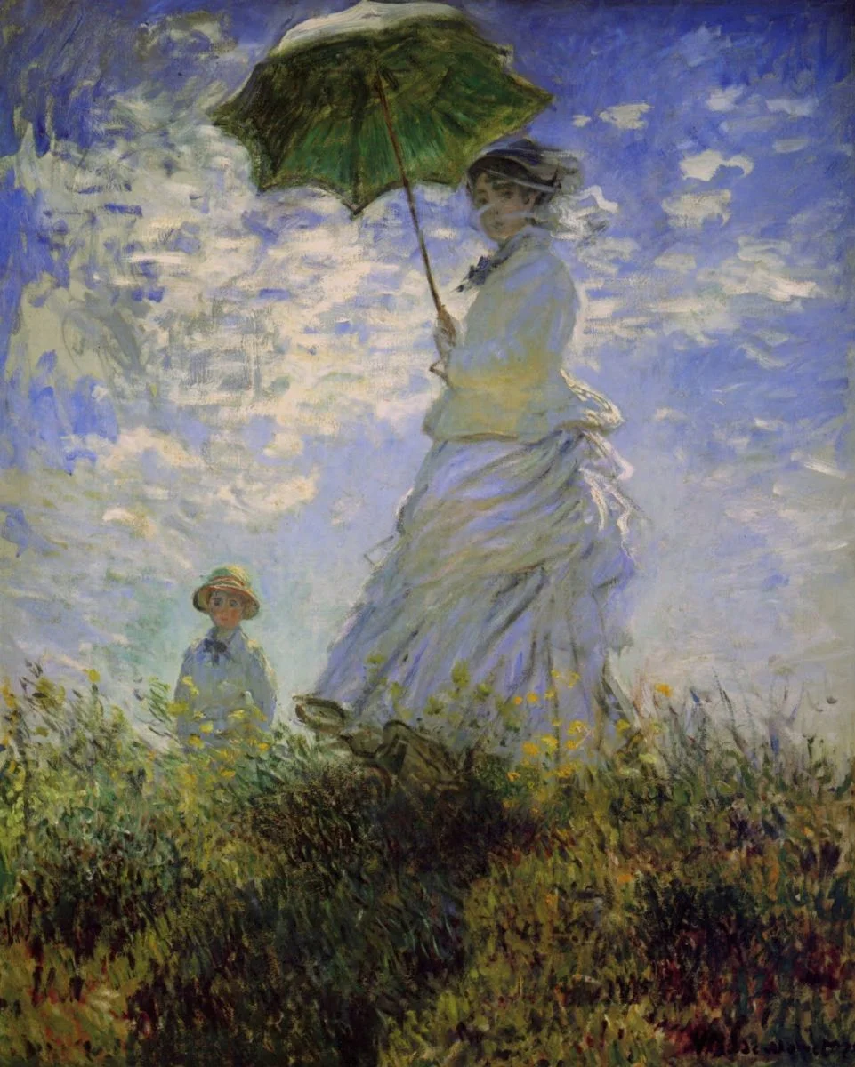 Stroll.  Lady with umbrella 