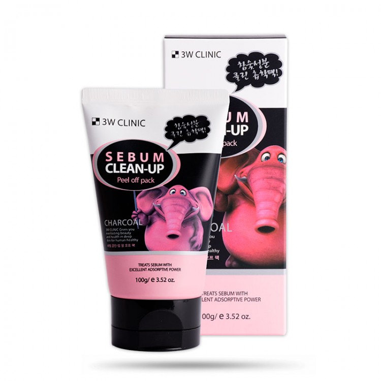 3W Clinic Sebum Clean-Up Peel Off Pack to cleanse pores and balance the skin with black charcoal 