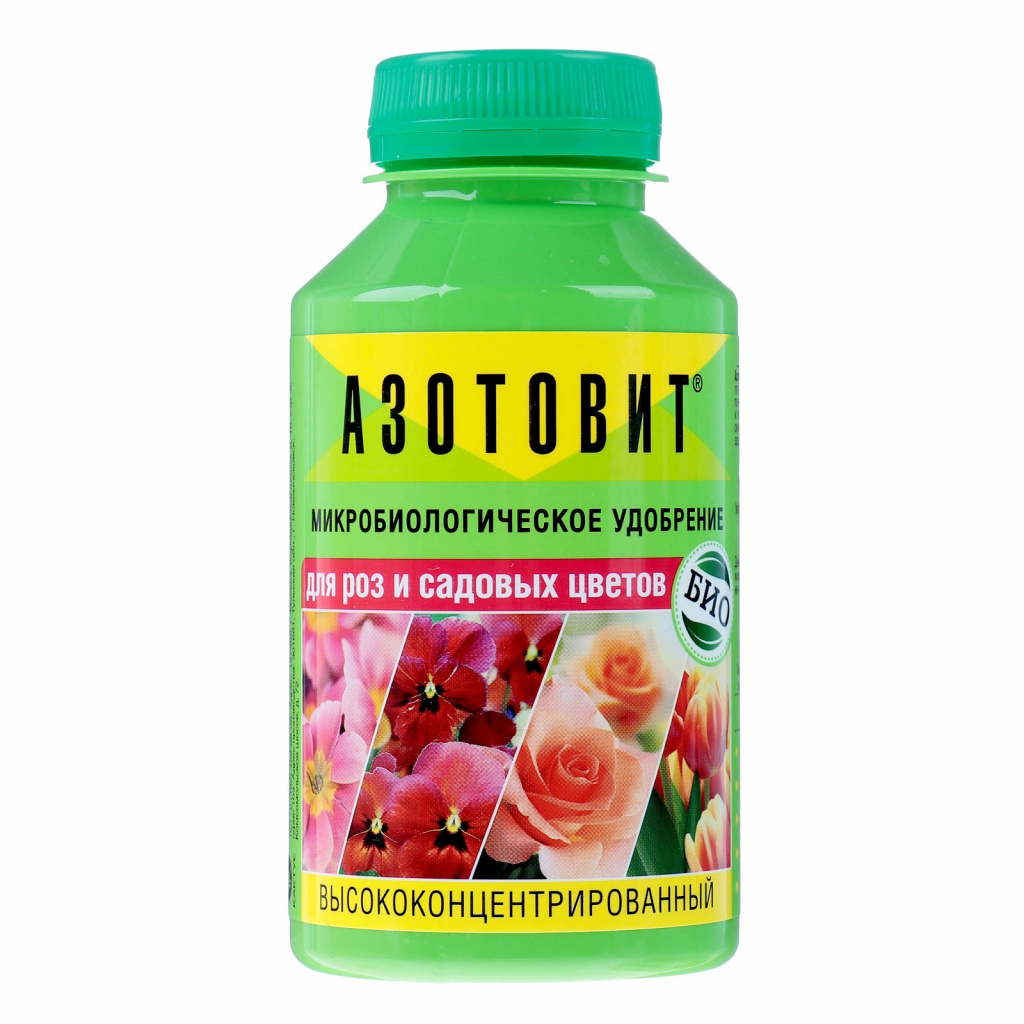 Microbiological fertilizer Azotovit for roses and garden flowers, А10050, 220 ml 