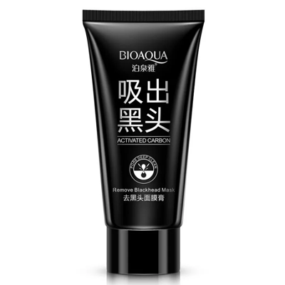 BLACK MASK WITH ACTIVATED CARBON AGAINST BLACK DOTS AND ACNE, BIOAQUA 
