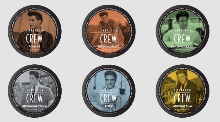Each product from this line corresponds to a photo of one or another styling by Elvis Presley 