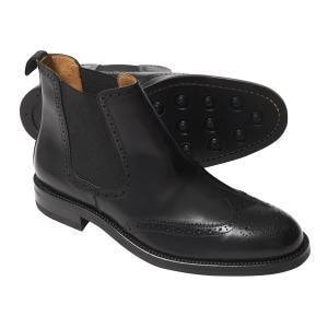 Black brogue chelsea boots 
