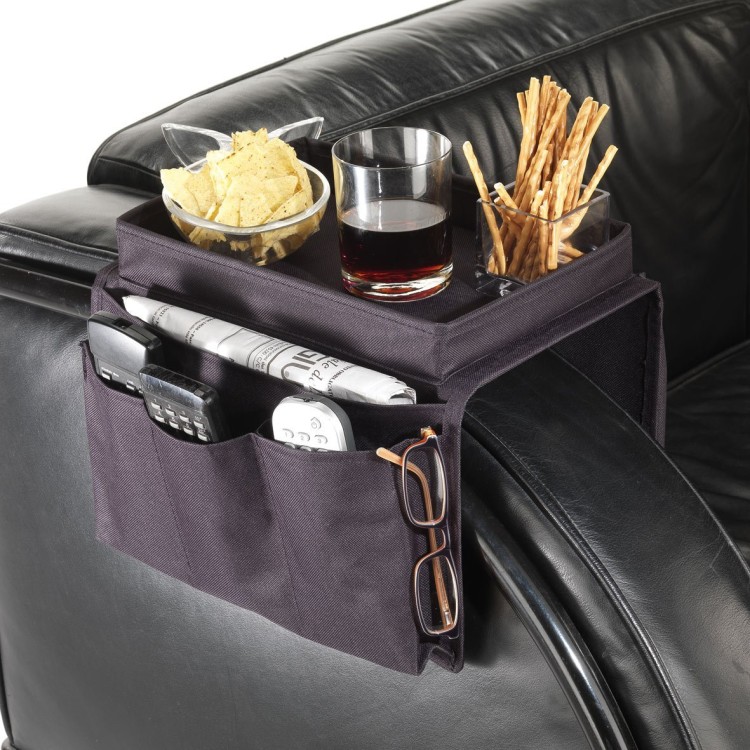 Does your man like to lie on the couch?  An organizer can be useful for him, which is attached to the armrest and helps to keep the TV remote control, gadgets, magazines, etc. close at hand. 