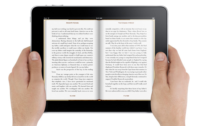 reading books on tablet 