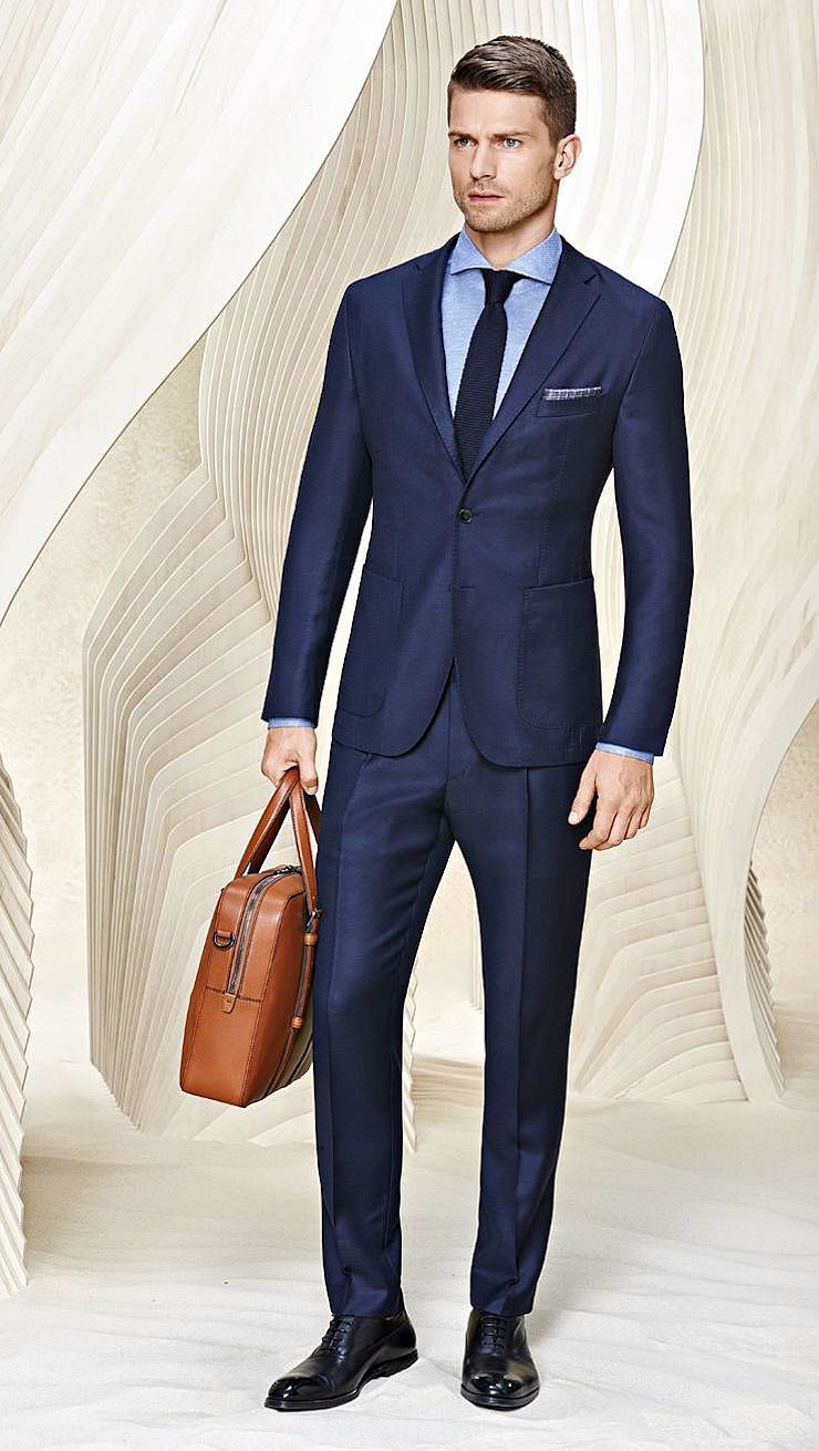 BOSS navy blue classic suit for men 