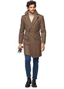 Men's single-breasted brown coat 