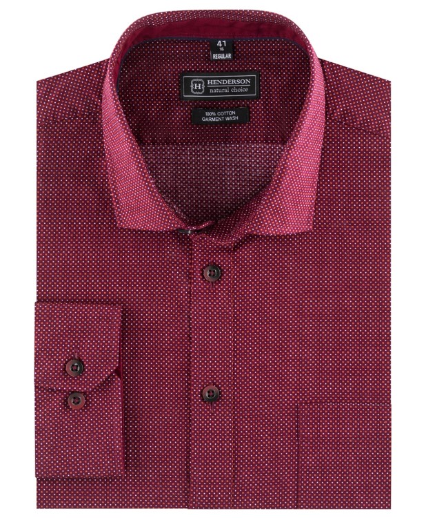 Burgundy and red micro-patterned shirt 