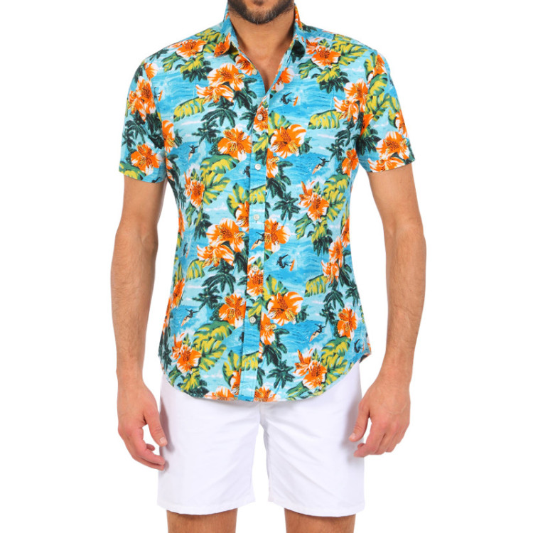 A Hawaiian shirt with white shorts or trousers is a great leisure set 