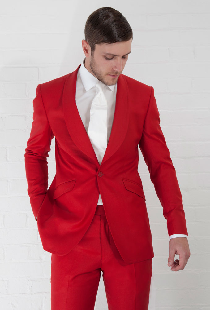 Red classic groom suit 