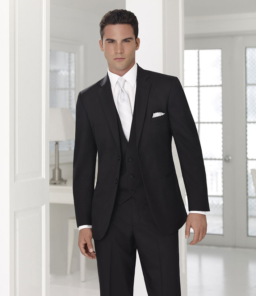 Black classic wedding three-piece groom suit 