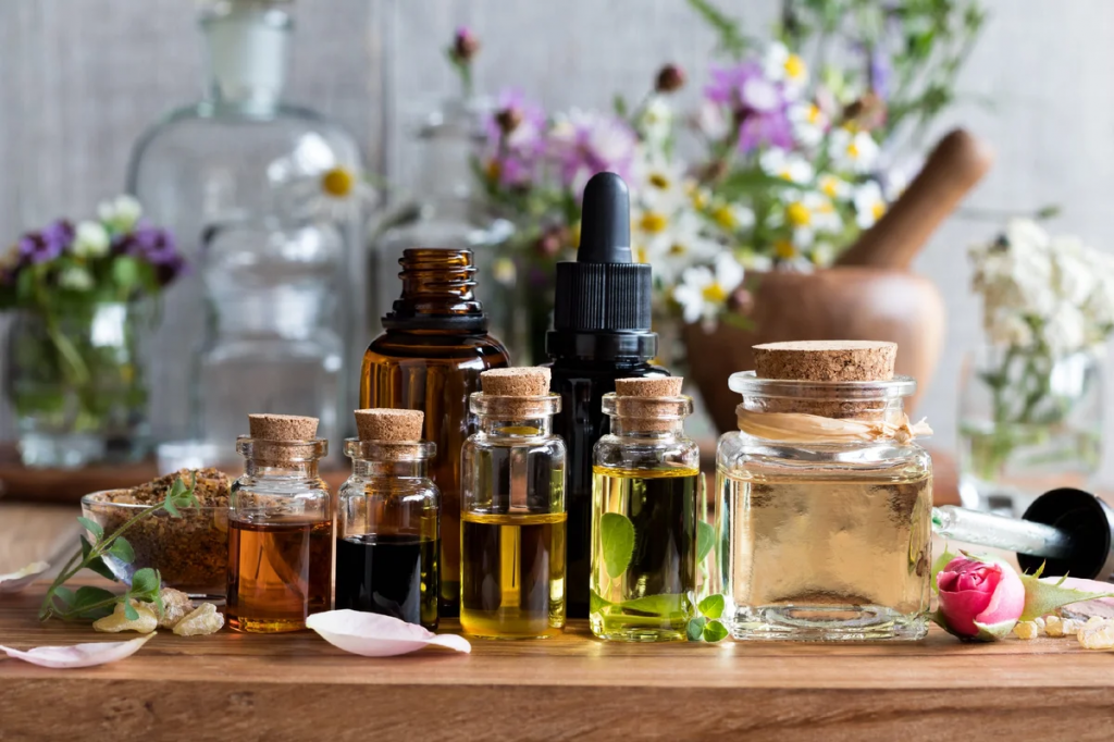The composition of cosmetics - natural oils and extracts, extracts from plants, minerals 