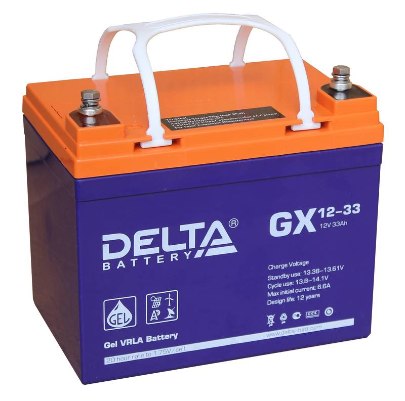 Емкость аккумулятора в вт. Аккумулятор Delta Gel 12-33. Гелевый аккумулятор Delta 12в. АКБ Delta 12v. Гелевый аккумулятор Дельта 12в.