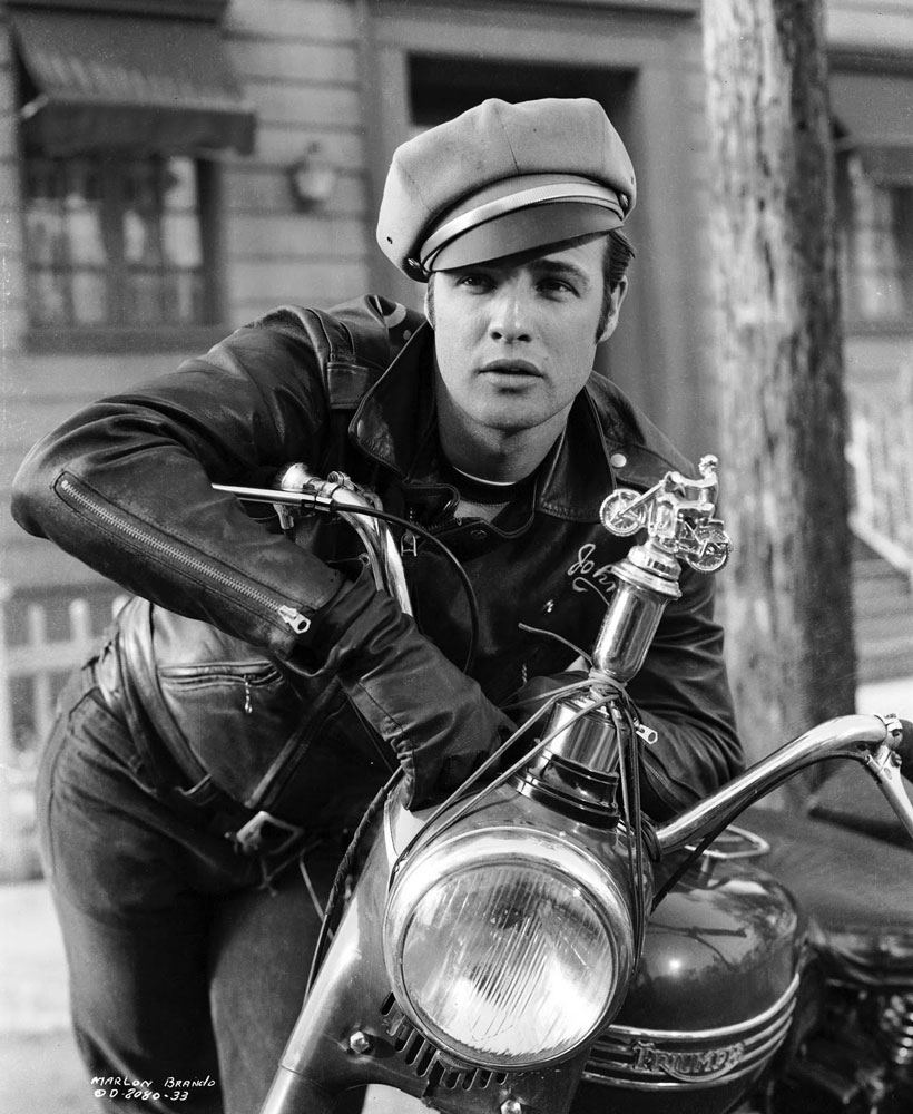 Marlon Brando in a biker leather jacket 