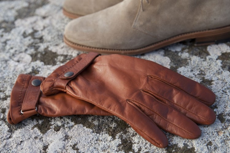 L amb leather orange gloves for men 