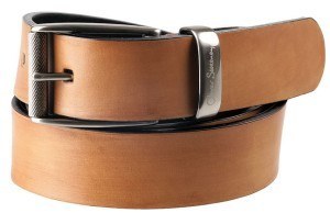 Classic men's belt made of red leather 