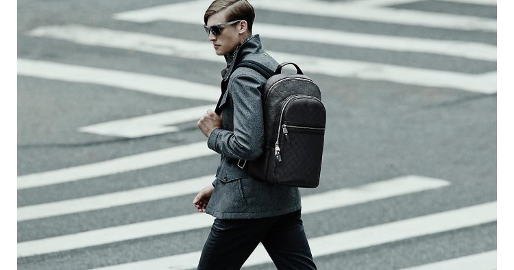 Leather model of a men's backpack in casual style 