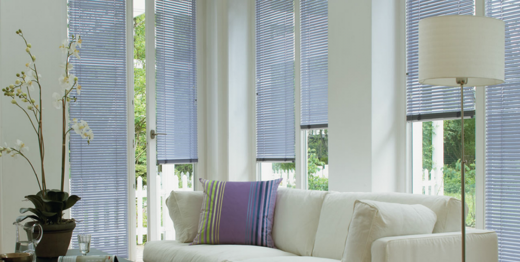 horizontal blinds in the interior 