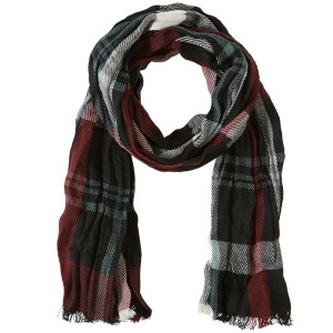 Multi-colored plaid scarf with fringe detail from Tom Tailor 