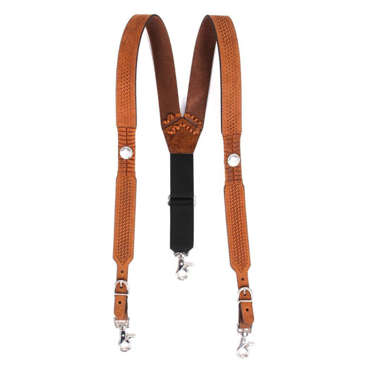 Leather suspenders with carabiners fit almost all popular trousers 