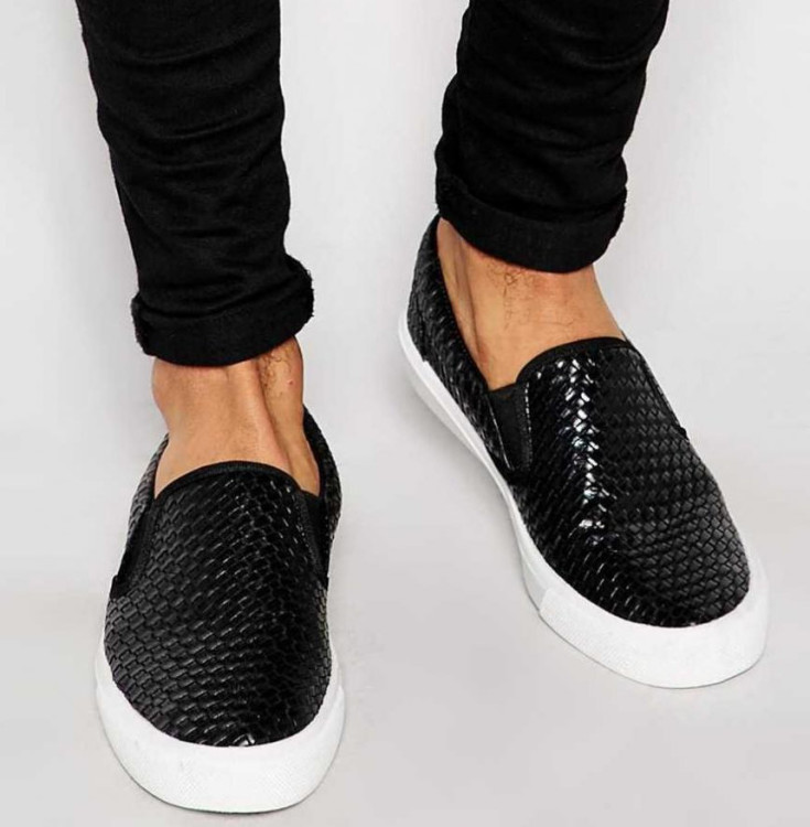 Leather slip-on sneakers can be an interesting accent in a casual look. 