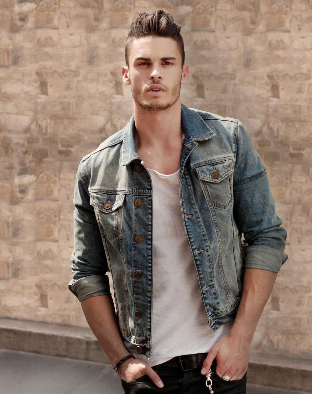 A classic denim jacket with a white t-shirt and black jeans is a win-win stylish option 