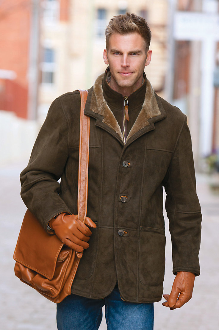 Sheepskin coats look great with jeans and leather accessories 