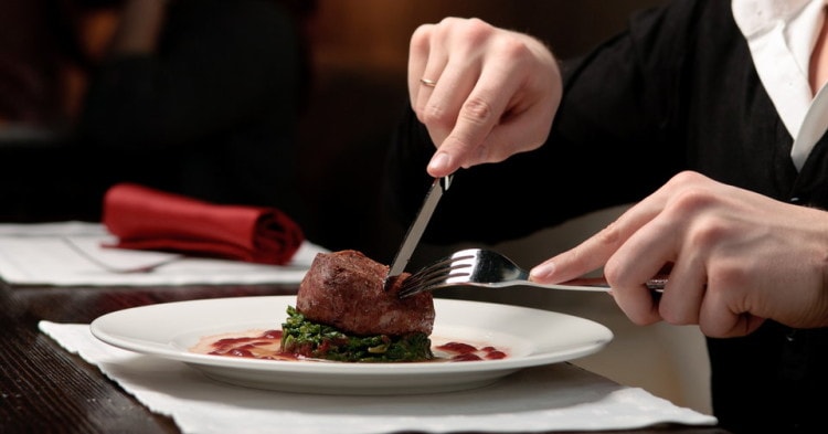 According to the rules of etiquette, a spoon and a knife are held in the right hand, a fork in the left 