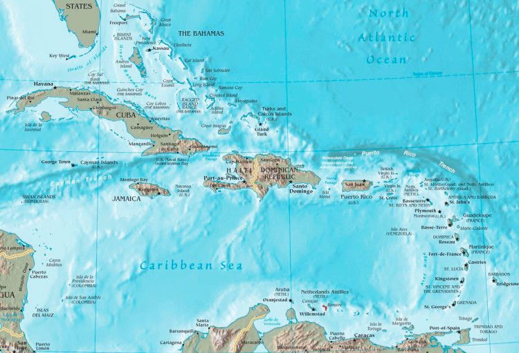 Caribbean map 