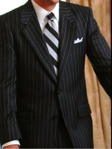 Suit with white stripes 