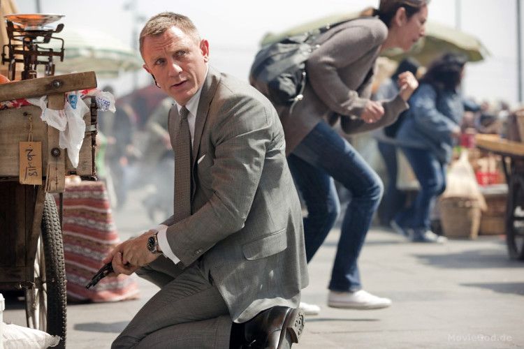 During the day, James Bond prefers fitted suits other than black. 
