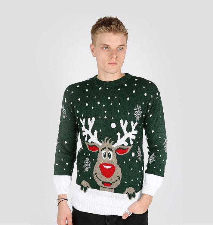 Men's sweater with deer for New Year's theme is very popular during the winter holidays 