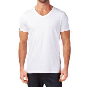 White T-shirt with v-back collar 