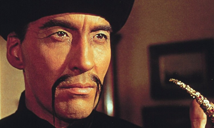 Christopher Lee as Fu Manchu with an unusual mustache 