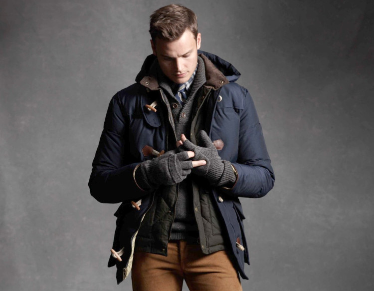 Example of winter layered clothing: jacket + coat 